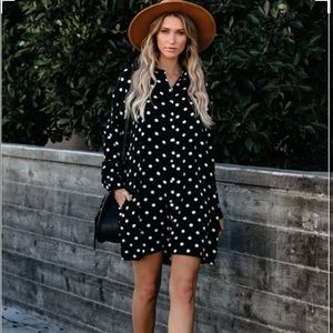 Vici Collection| Melina Polkadot Button Down Dress